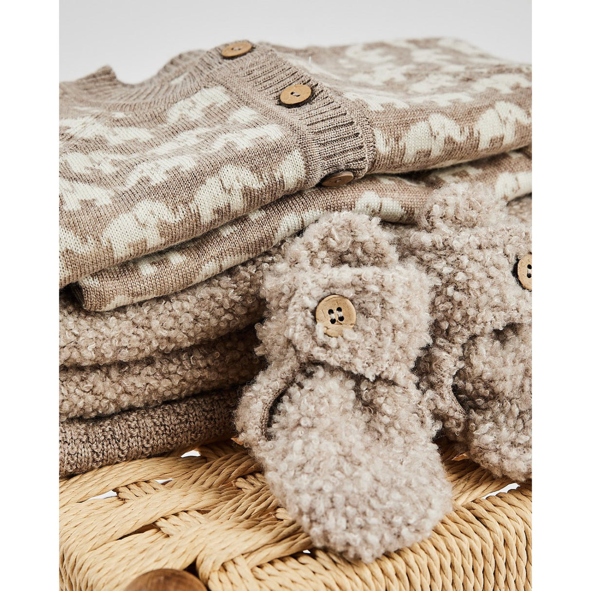 Smallstuff Nature Melange Cardigan Square Knit Merino Wool