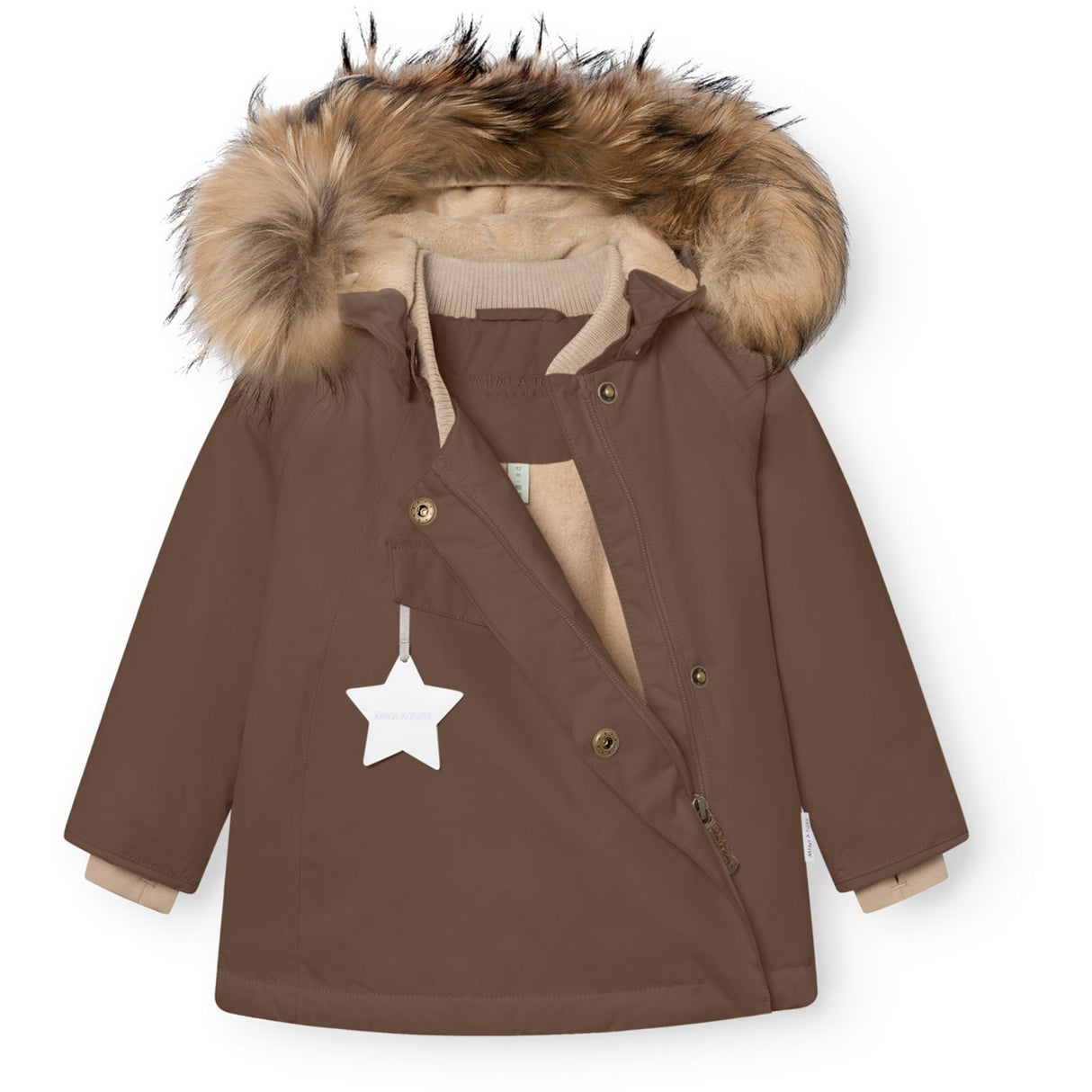 Mini A ture Chestnut Brown Matwang Fleece Lined Winter Jacket Fur. GRS