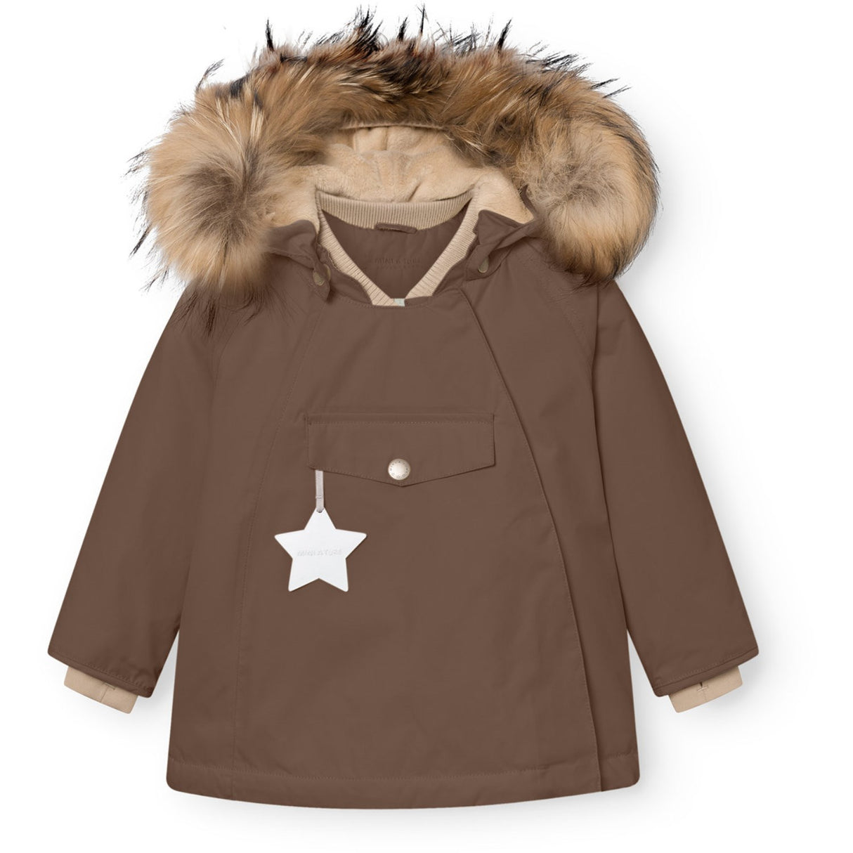 Mini A ture Chestnut Brown Matwang Fleece Lined Winter Jacket Fur. GRS