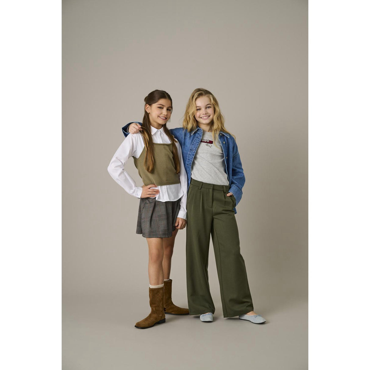 kids ONLY Seal Brown Libra Checks Kogfine Pleat Skirt Jrs