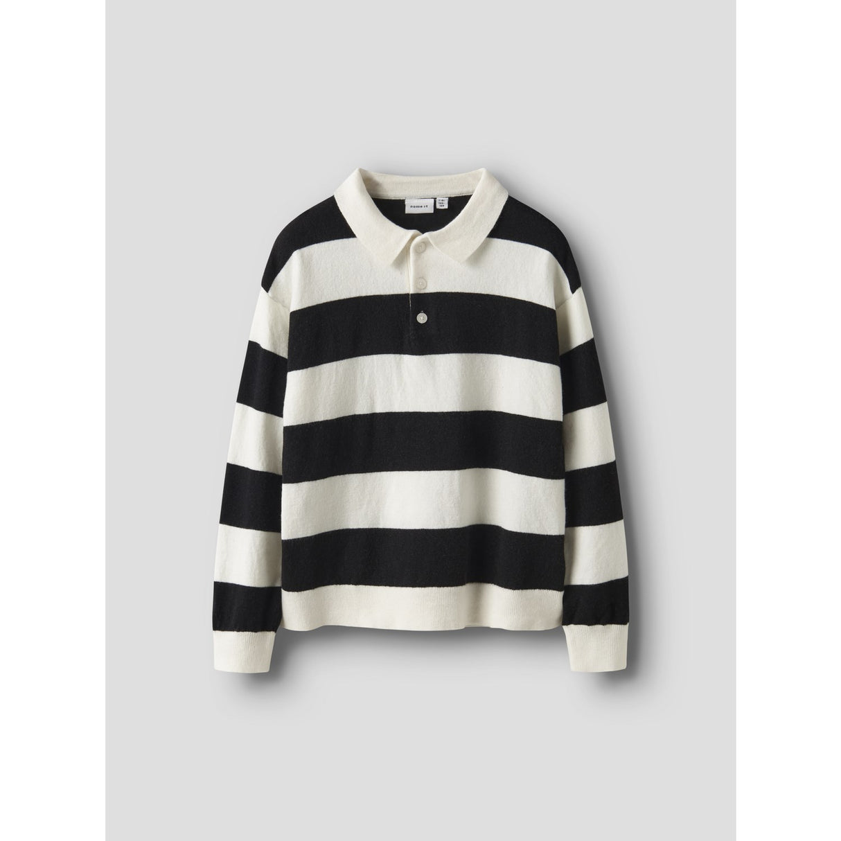 Name It Black Nkmobert Ls Loose Knit Polo
