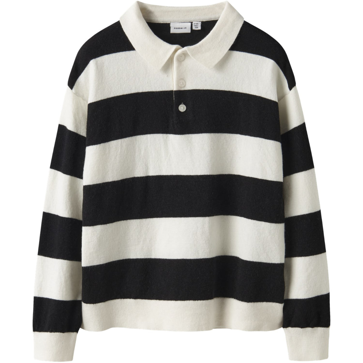 Name It Black Nkmobert Ls Loose Knit Polo