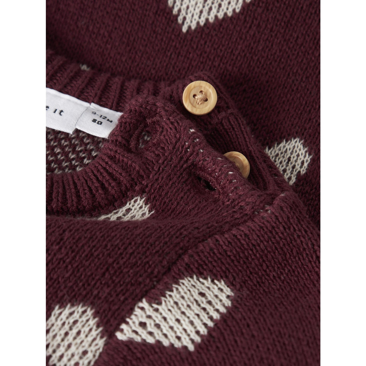 Name It Burgundy Peyote Heart Nbfoana Ls Knit Dress