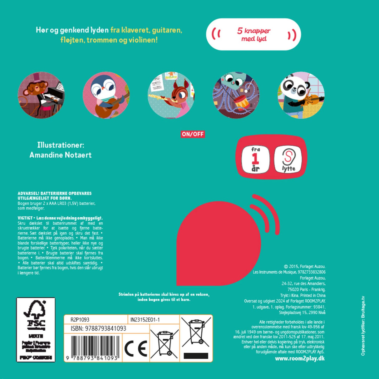 Forlaget Room2Play PegebAnd Med Lyd - Musicinstrumenter