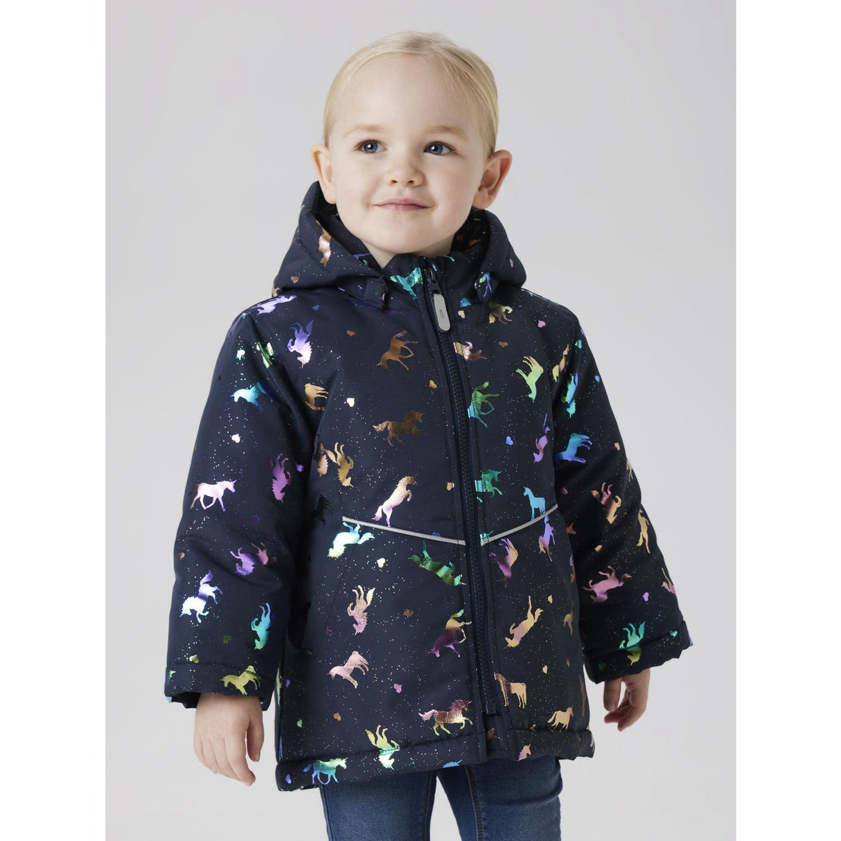 Name It Dark Sapphire Unicorn Nmfmaxi Pa Jacket Foil Aop Noos
