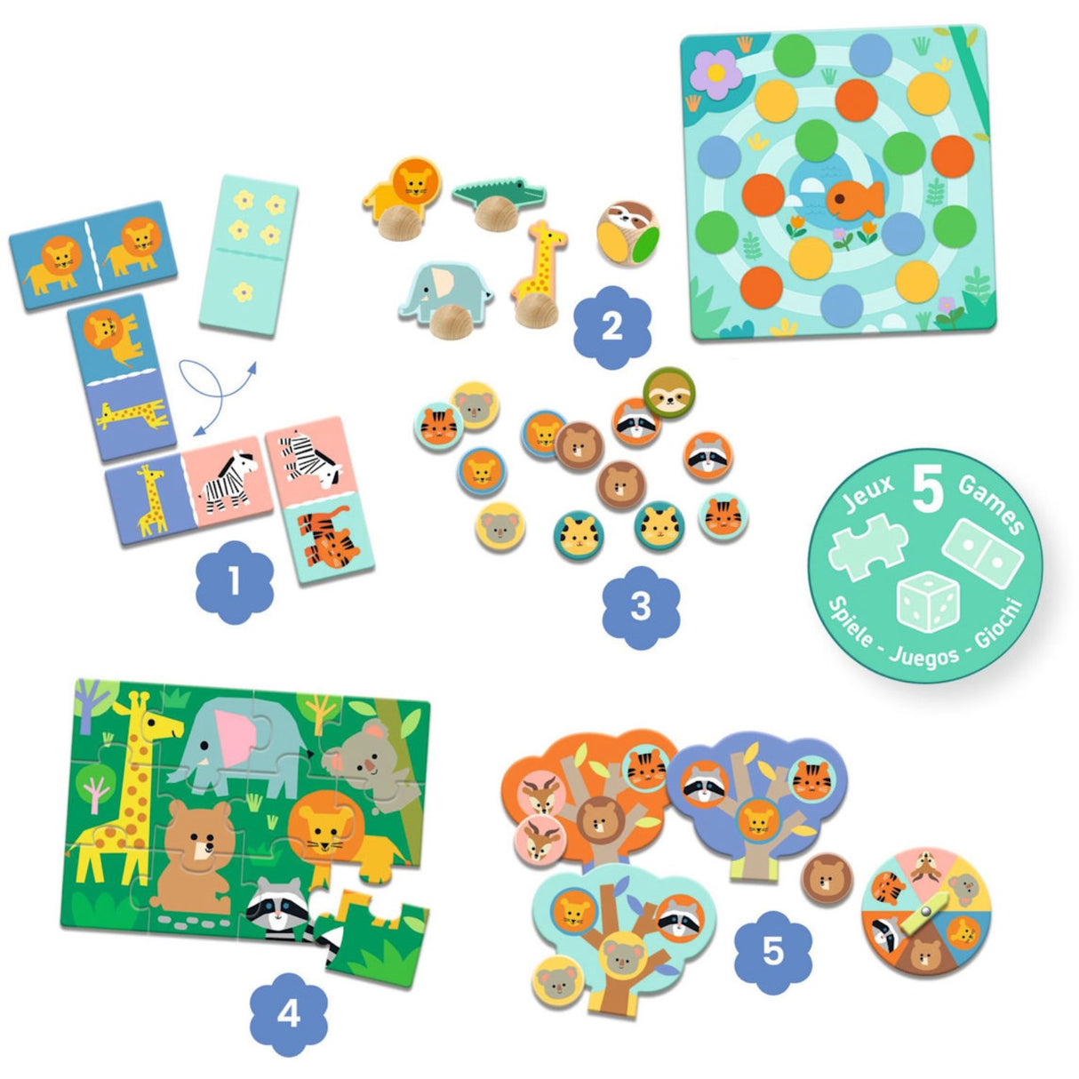 Djeco Play & Learn 5 Games On The Savannah