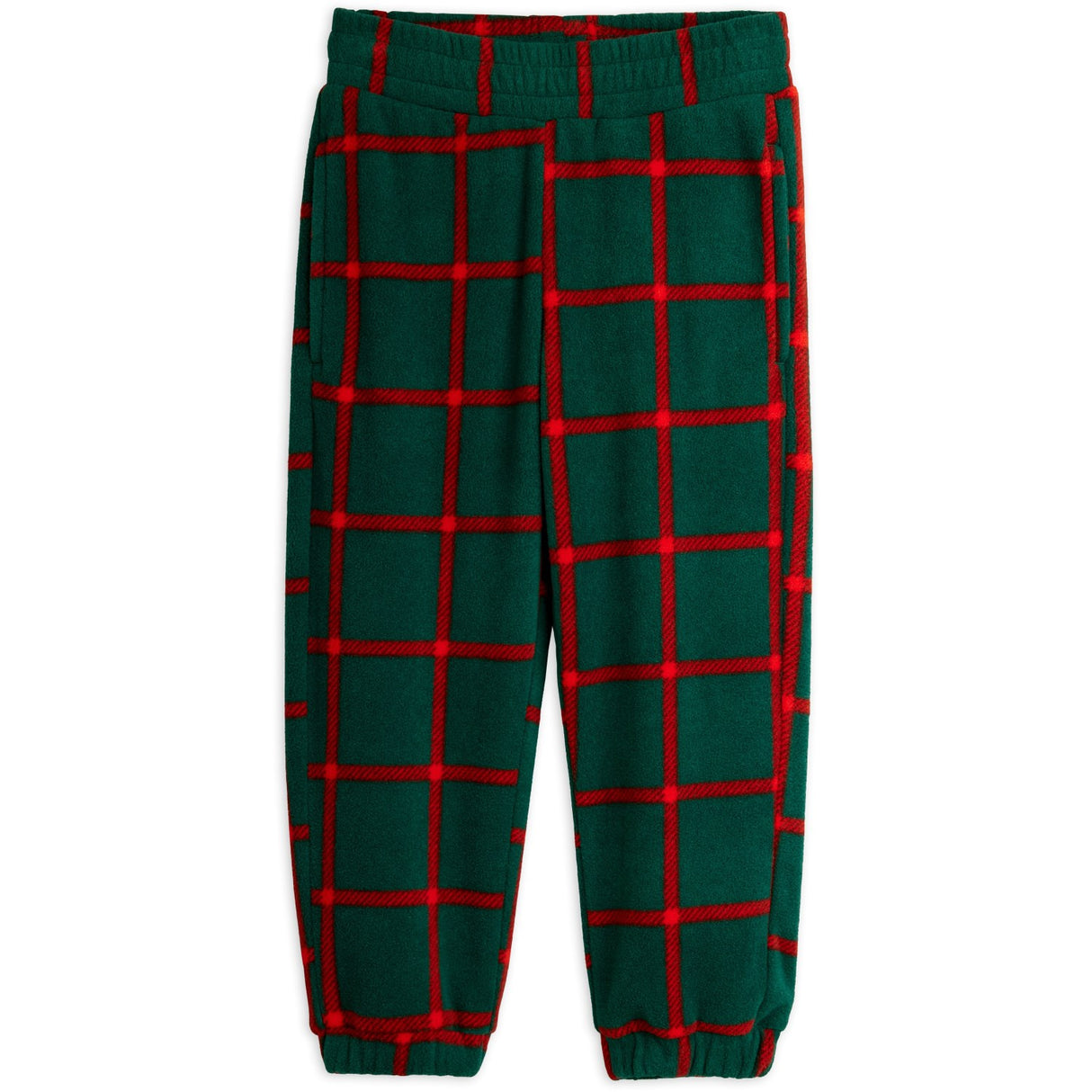 Mini Rodini Green Plaid AOP Fleece Trousers