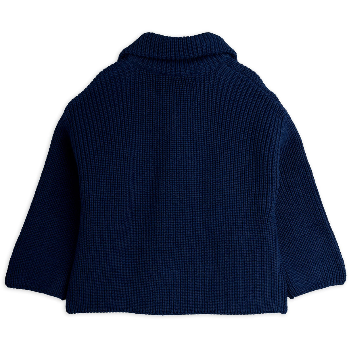 Mini Rodini Blue Panda Patch Chunky Knit Half Zip Sweater