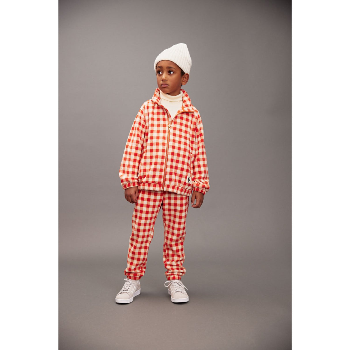 Mini Rodini Red Gingham AOP Fleece Jacket