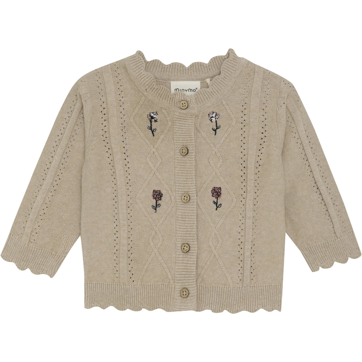 Minymo Beige Melange Cardigan Knit