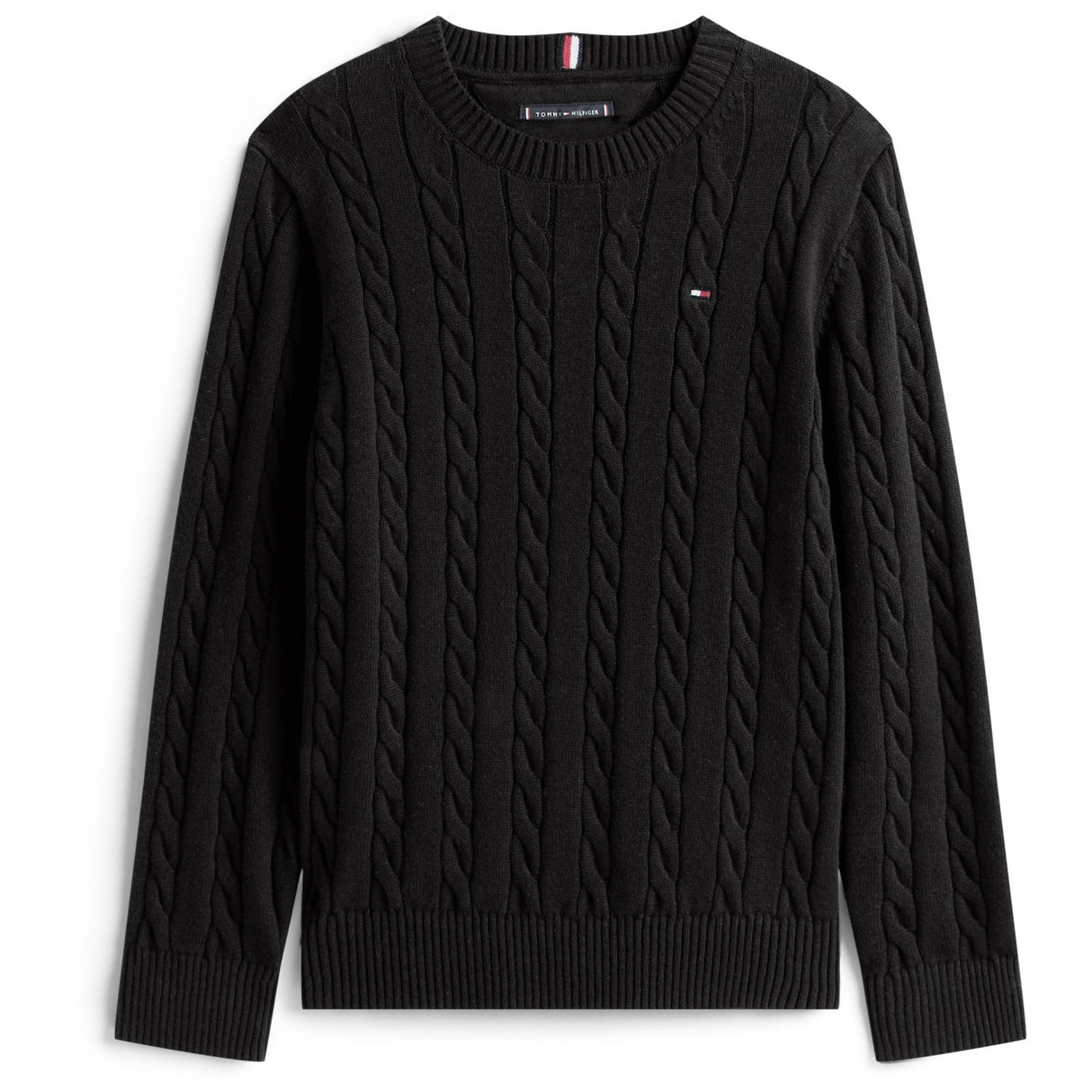 Tommy Hilfiger Black Cotton Cable Sweater