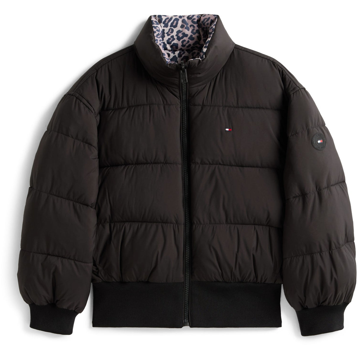 Tommy Hilfiger Black Aop Reversible Puffer Bomber