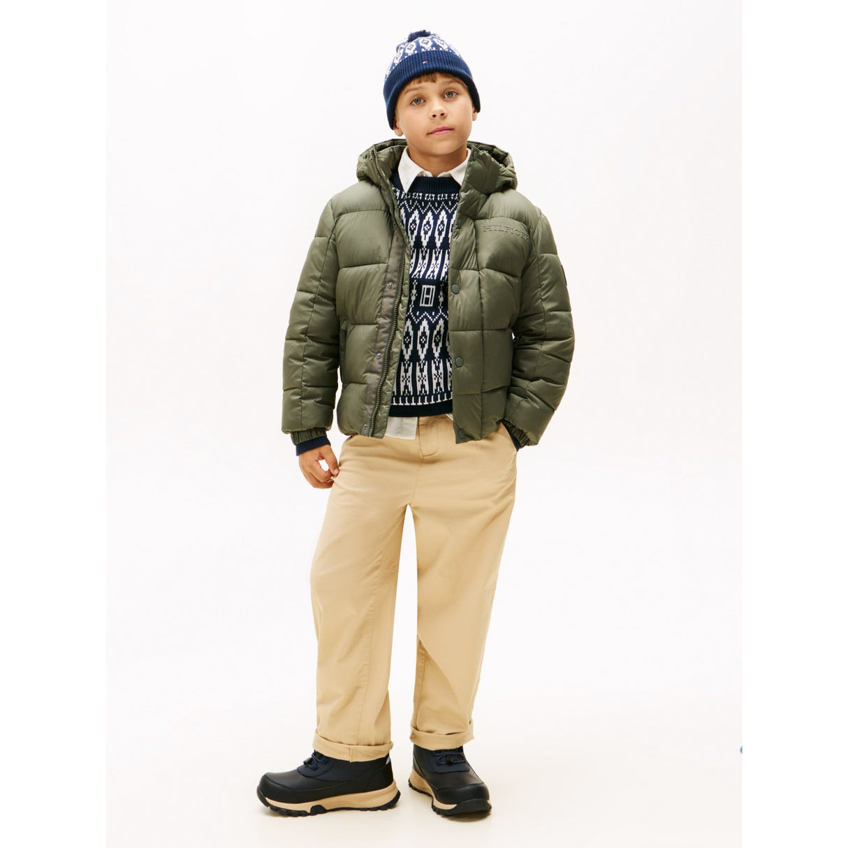 Tommy Hilfiger Pewter Green Matt And Shine Embossed Jacket