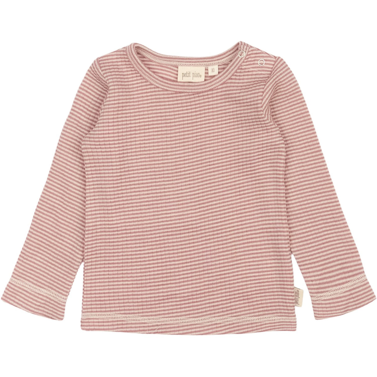 Petit Piao Nostalgic Rose/Dark Off White PPDante T-Shirt L/S Meriono Wool Striped