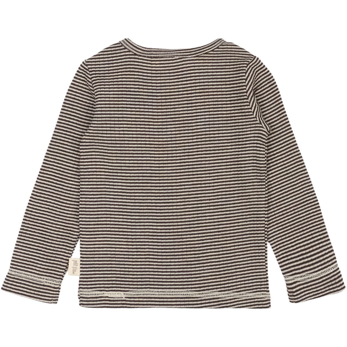 Petit Piao Coffee Bean/Dark Off White PPDante T-Shirt L/S Meriono Wool Striped
