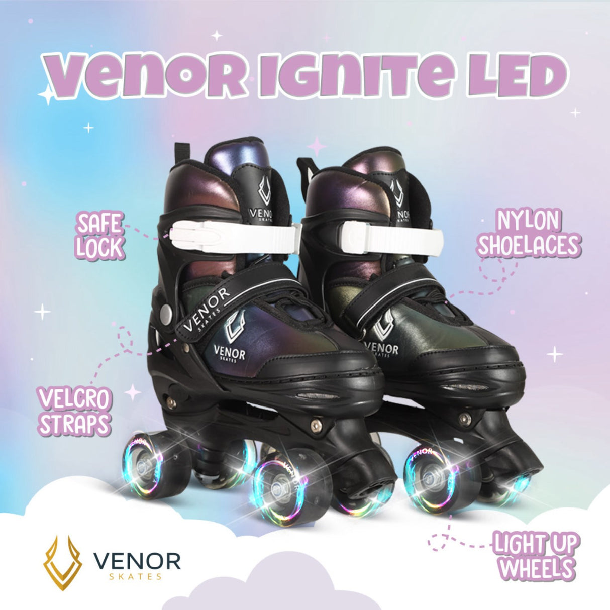 VENOR Chameleon Rainbow Ignite LED Roller Skates