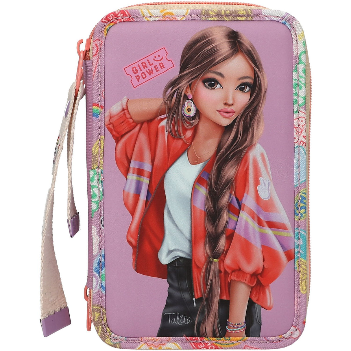 TOPModel Girl Power Triple Pencil Case With Pendant