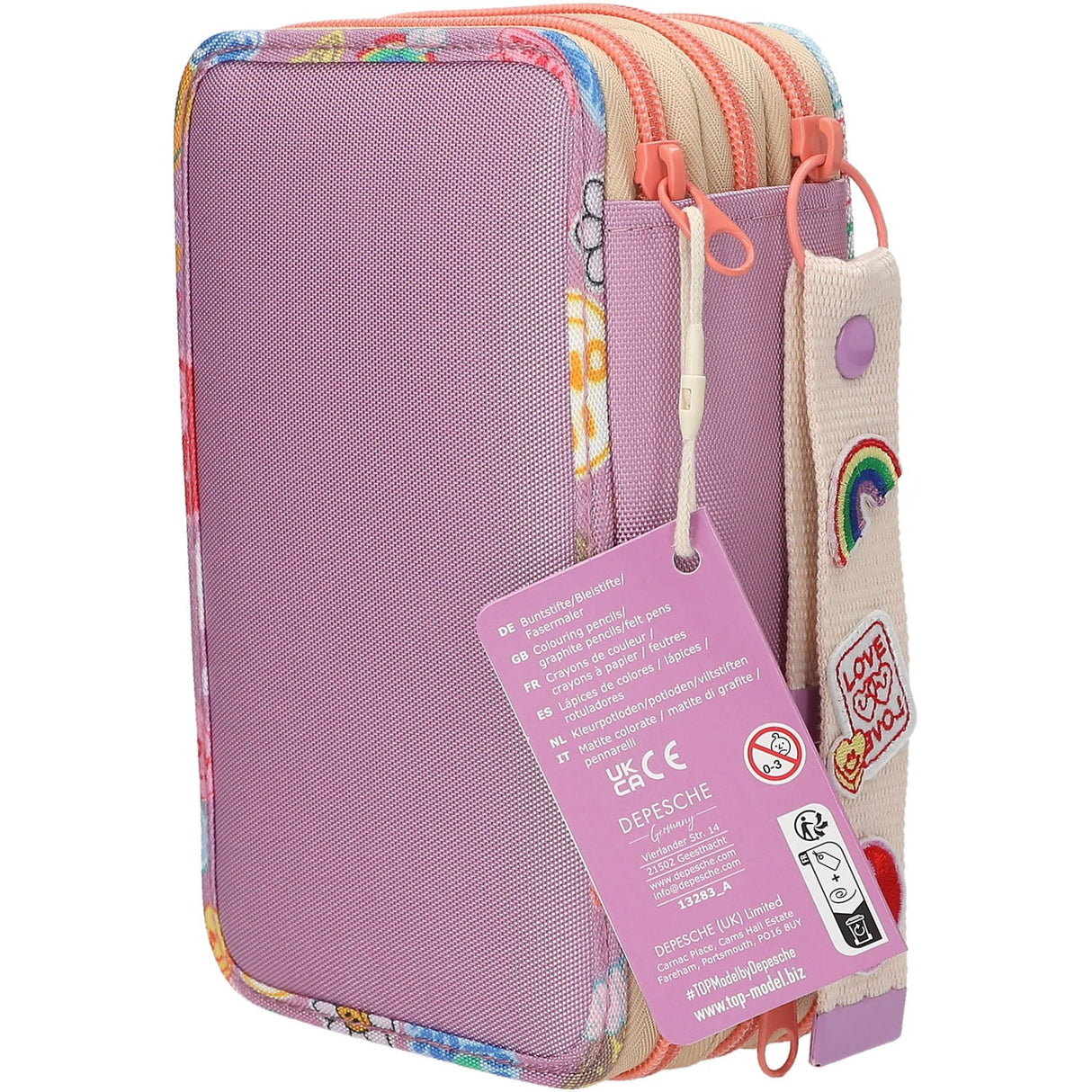 TOPModel Girl Power Triple Pencil Case With Pendant