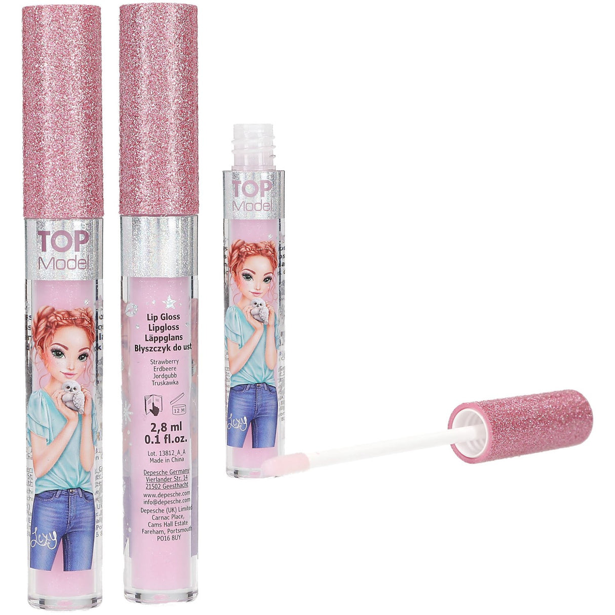 TOPModel Beauty And Me Rose Strawberry Lip Gloss With Glitter Cap