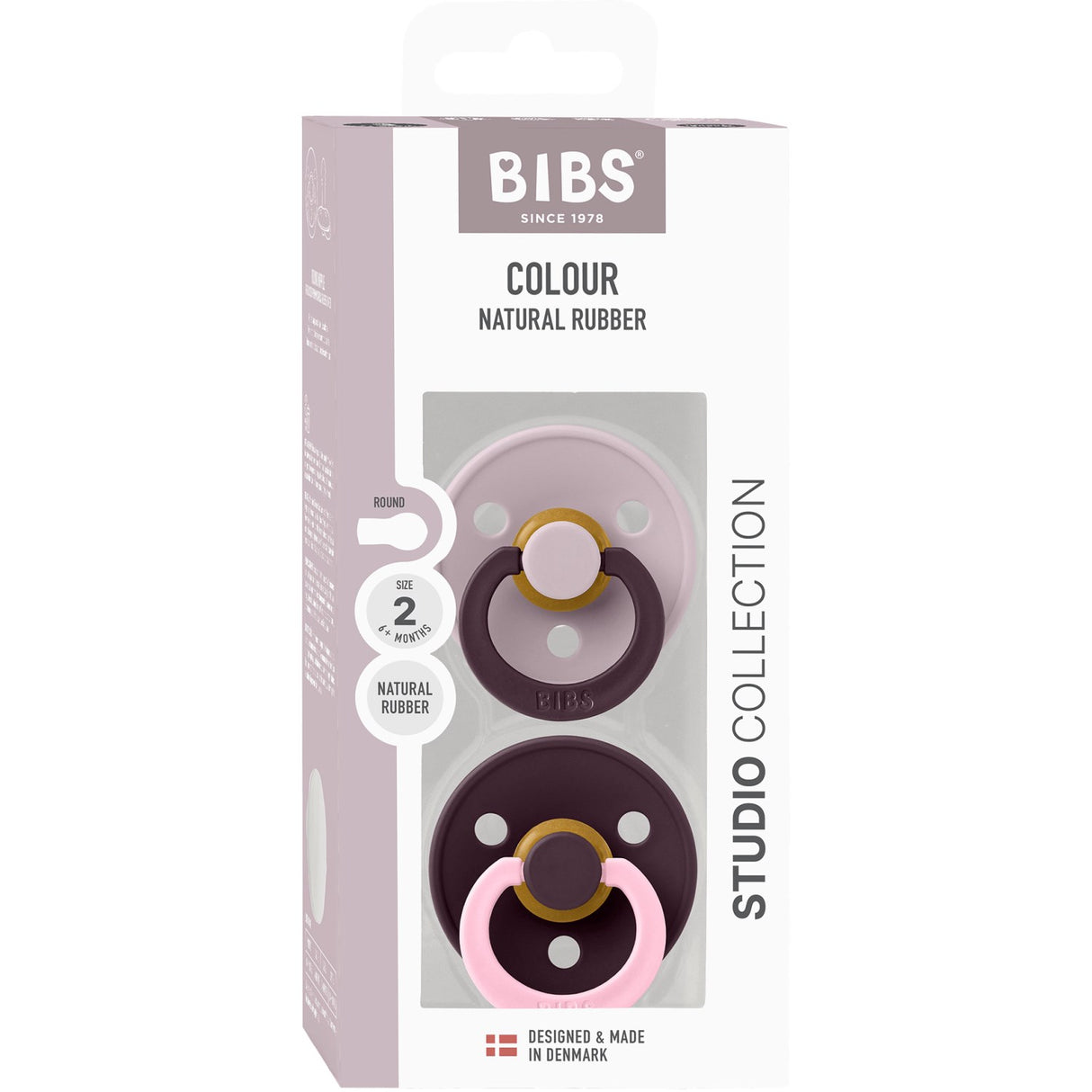 Bibs Dusky Lilac Pacifier Studio Colour 2-Pack Fusion Latex Plum Mix