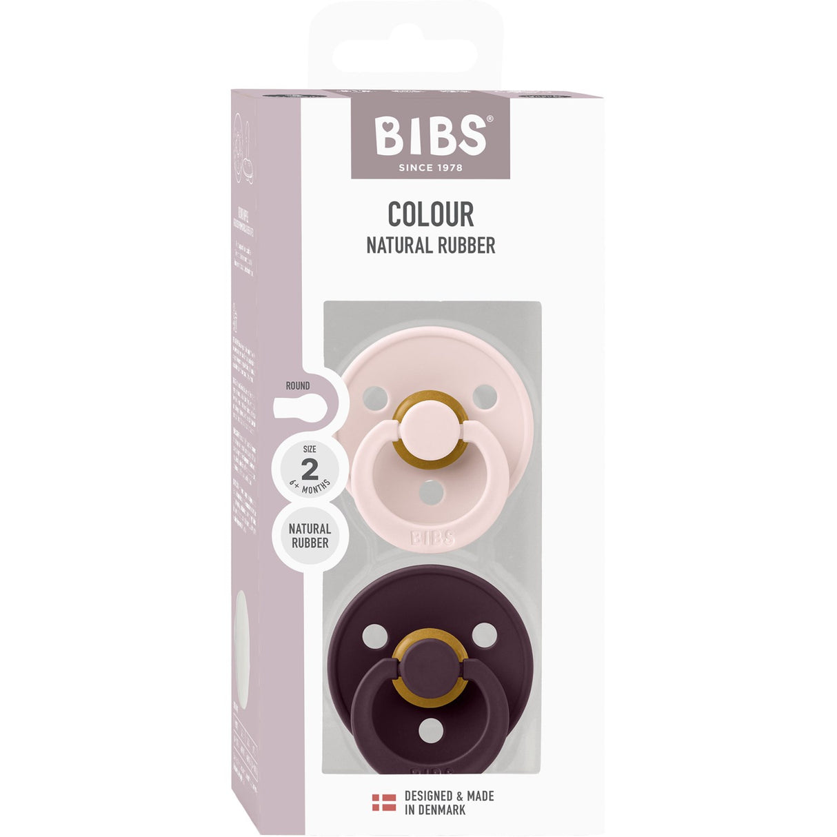 Bibs Petal Pacifier Colour 2-Pack Latex Plum