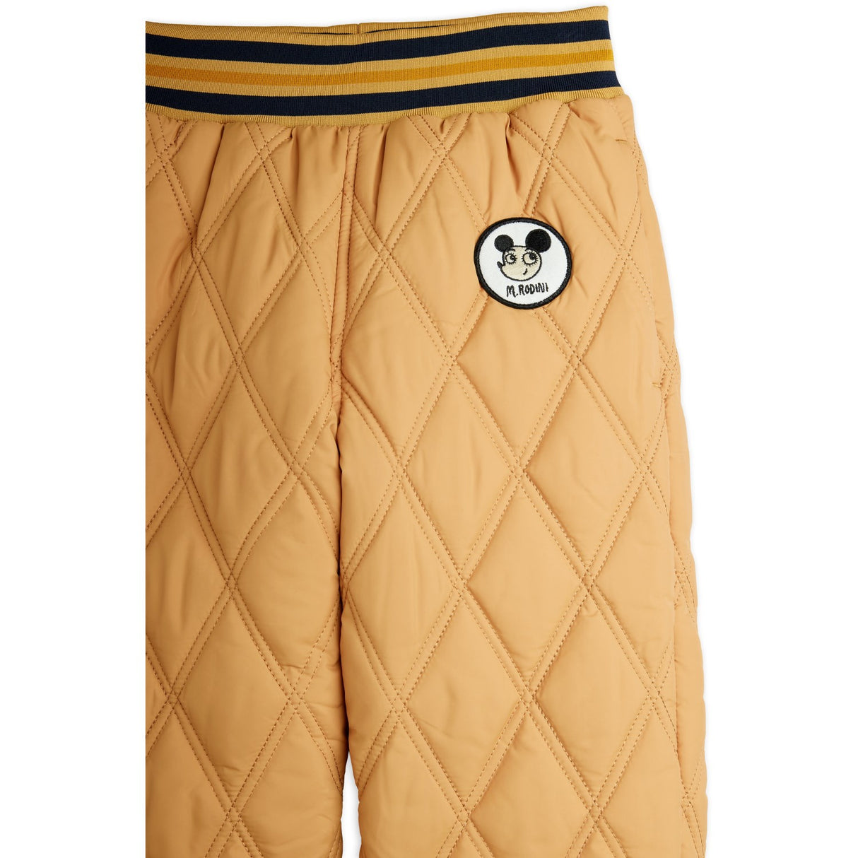 Mini Rodini Beige Ritzratz Patch Quilted Outerwear Trousers