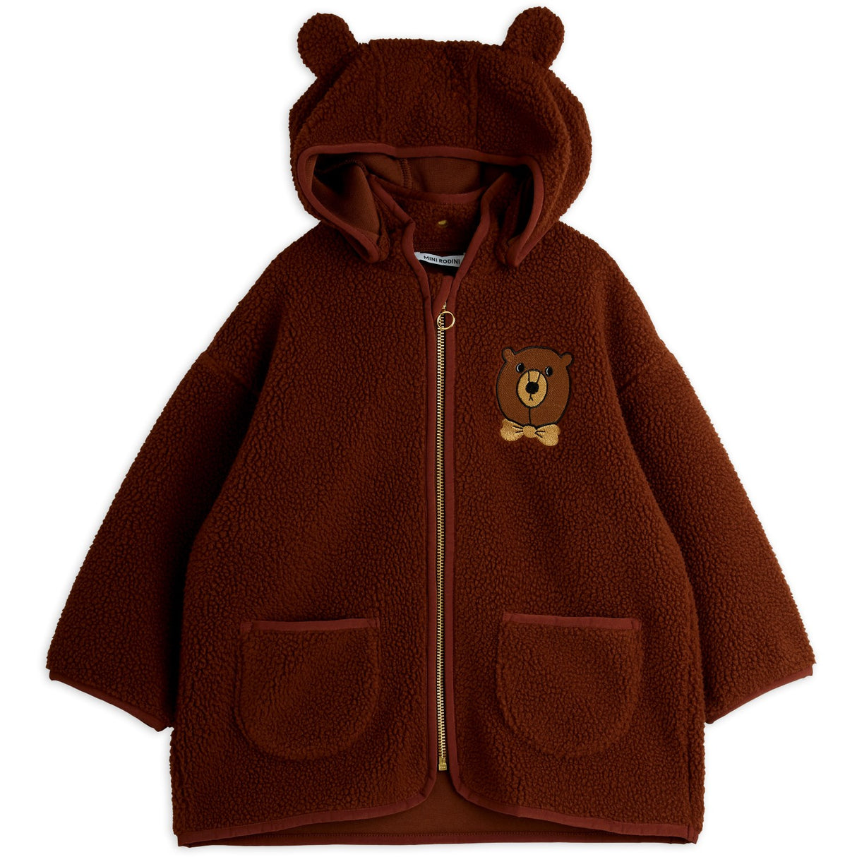 Mini Rodini Brown Bear Emb Pile Jacket