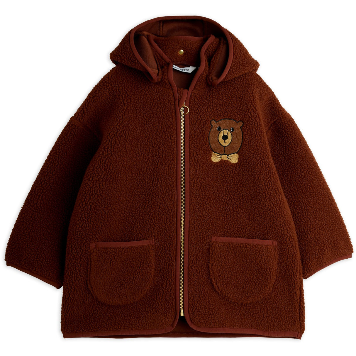Mini Rodini Brown Bear Emb Pile Jacket