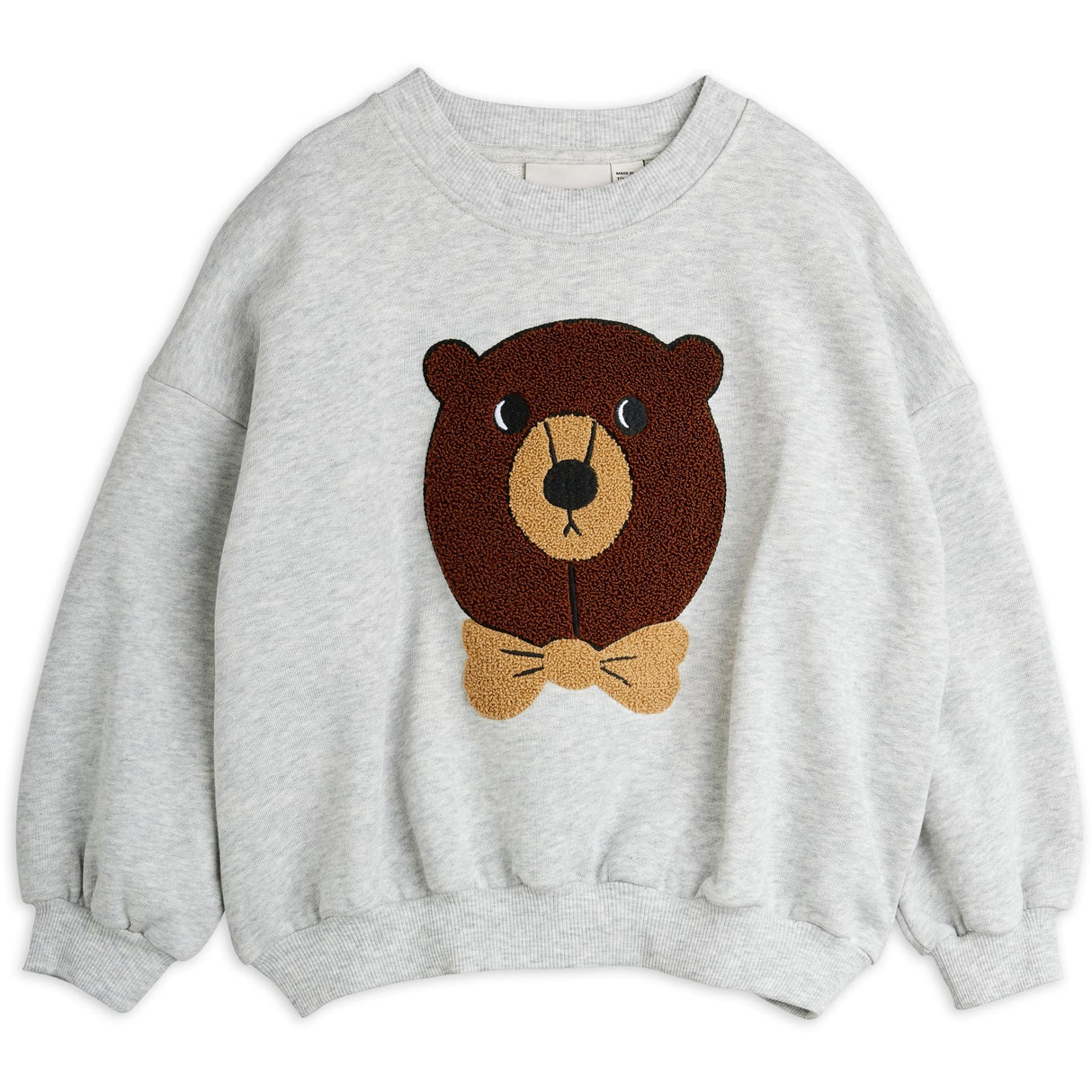Mini Rodini Grey Melange Bear Chenille Sweatshirt