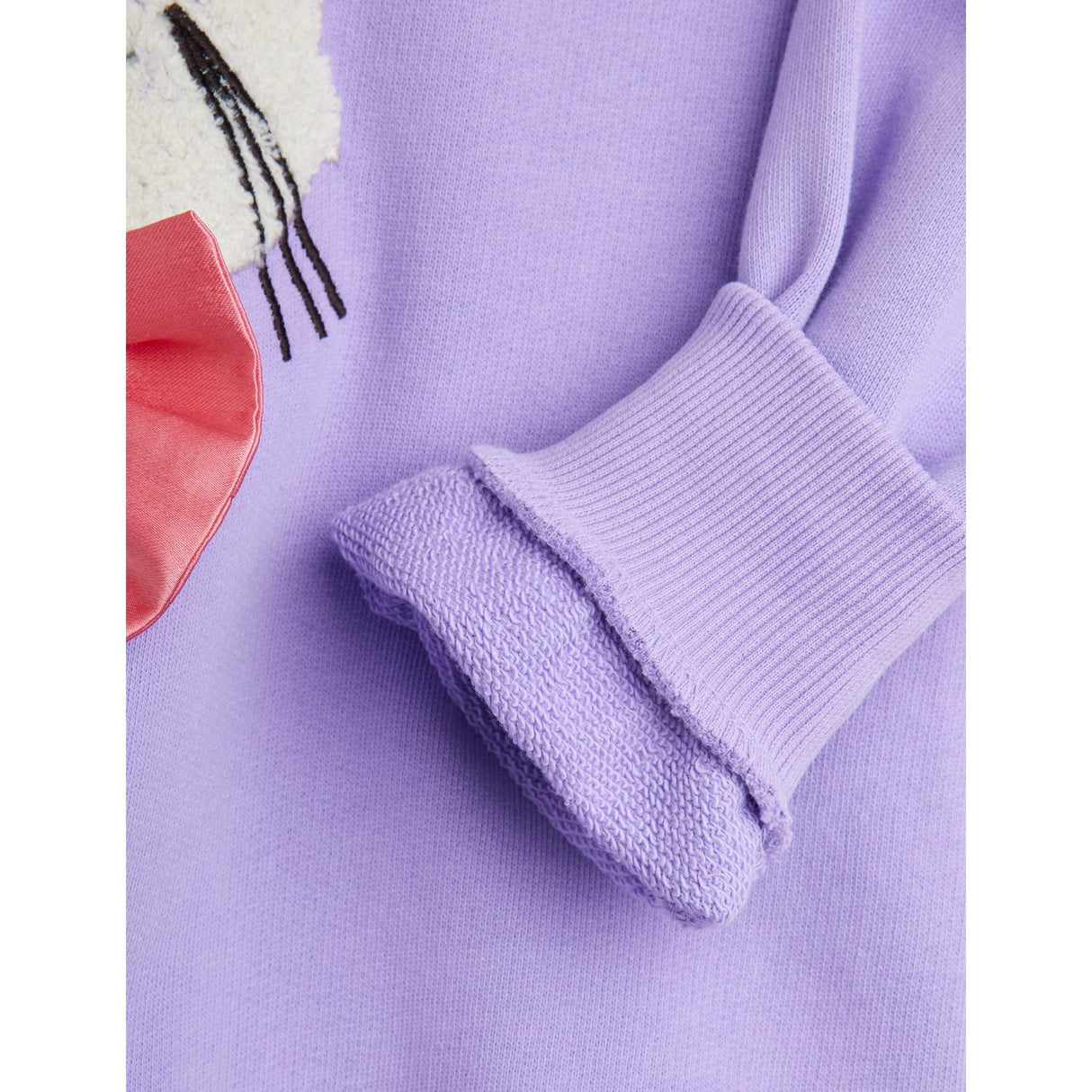 Mini Rodini Purple Cat With Bowtie Chenille Sweatshirt