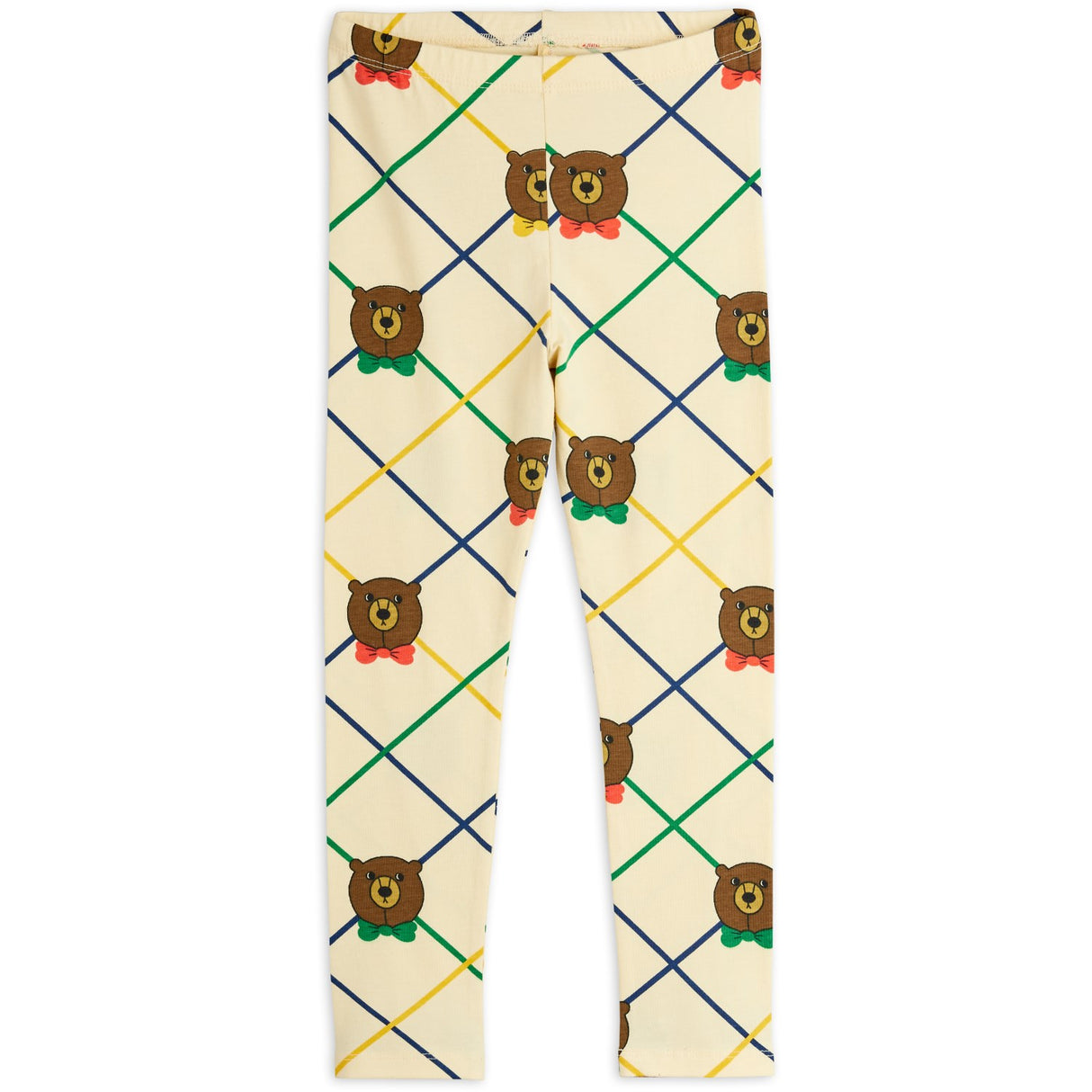 Mini Rodini Off-white Bear Check AOP Leggings