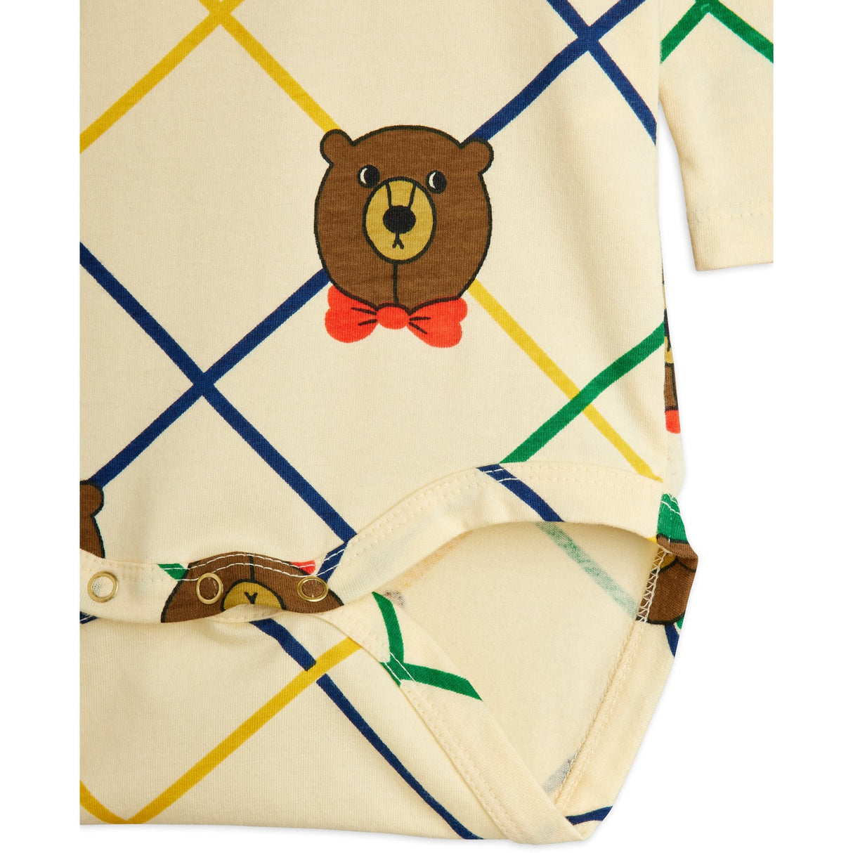 Mini Rodini Off-white Bear Check AOP Ls Body