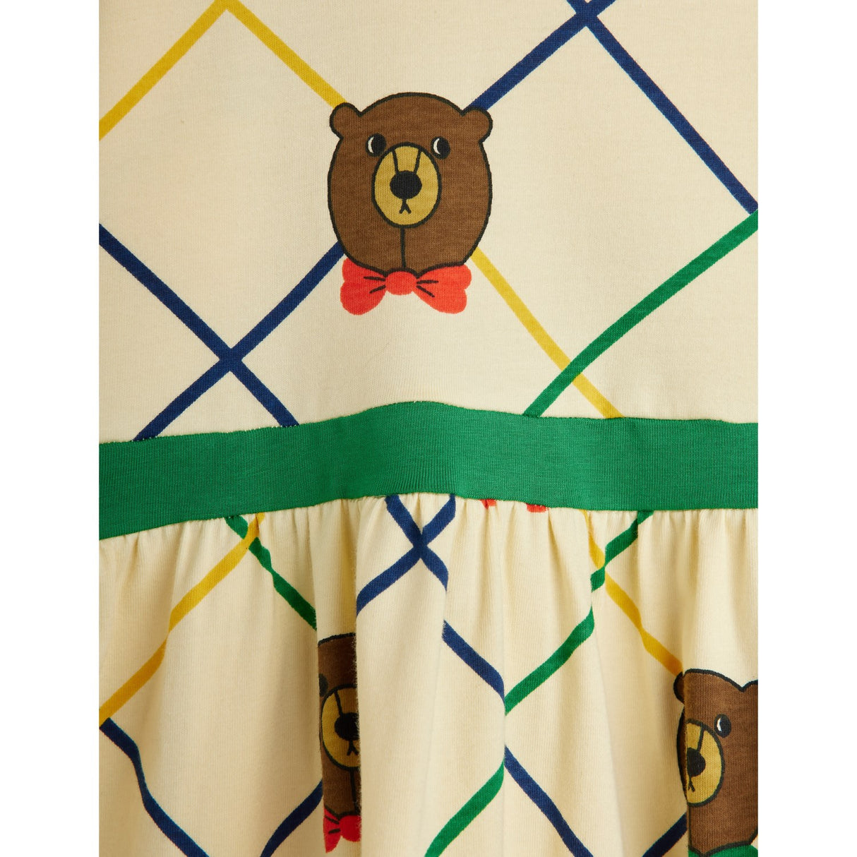 Mini Rodini Off-white Bear Check AOP Ls Dress
