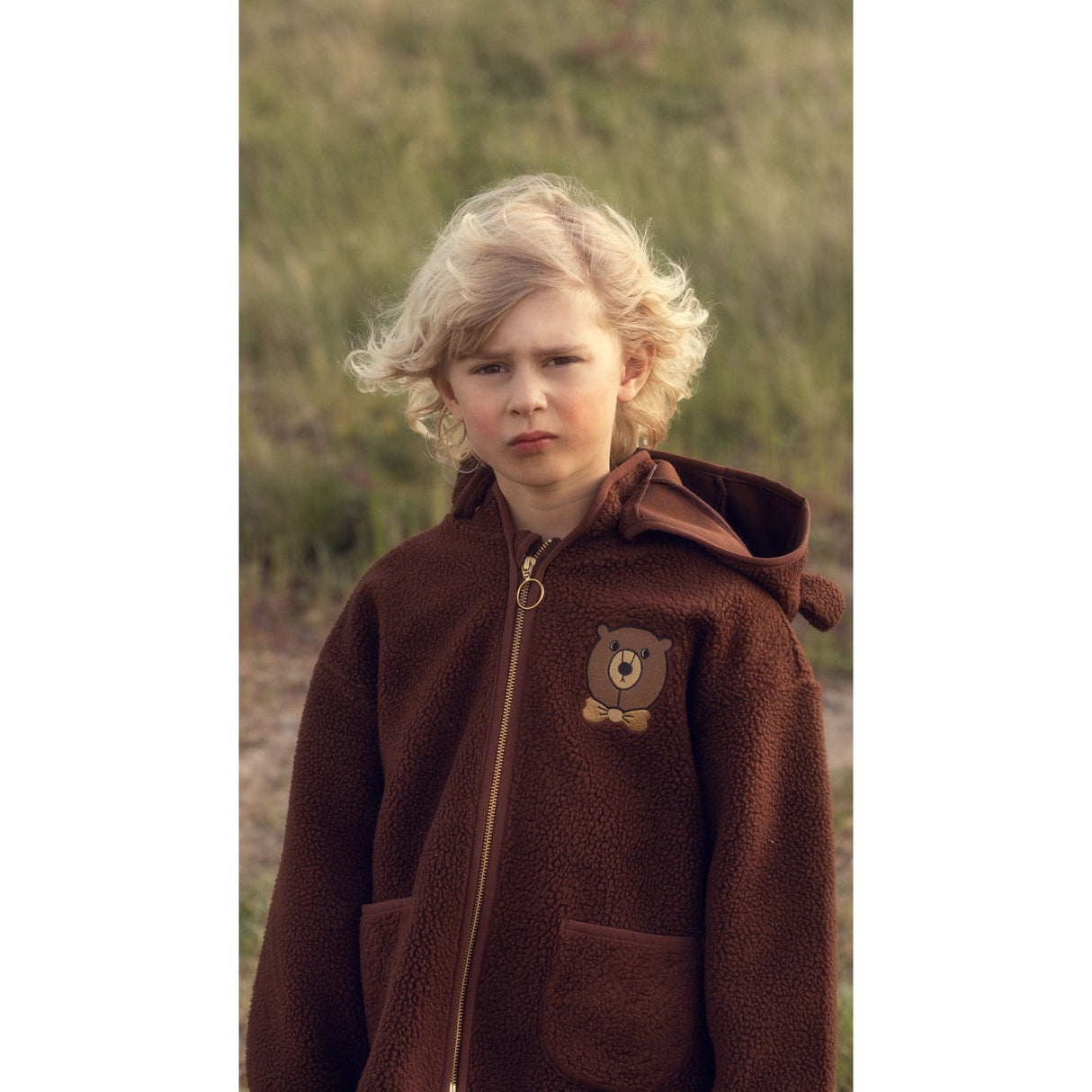 Mini Rodini Brown Bear Emb Pile Jacket