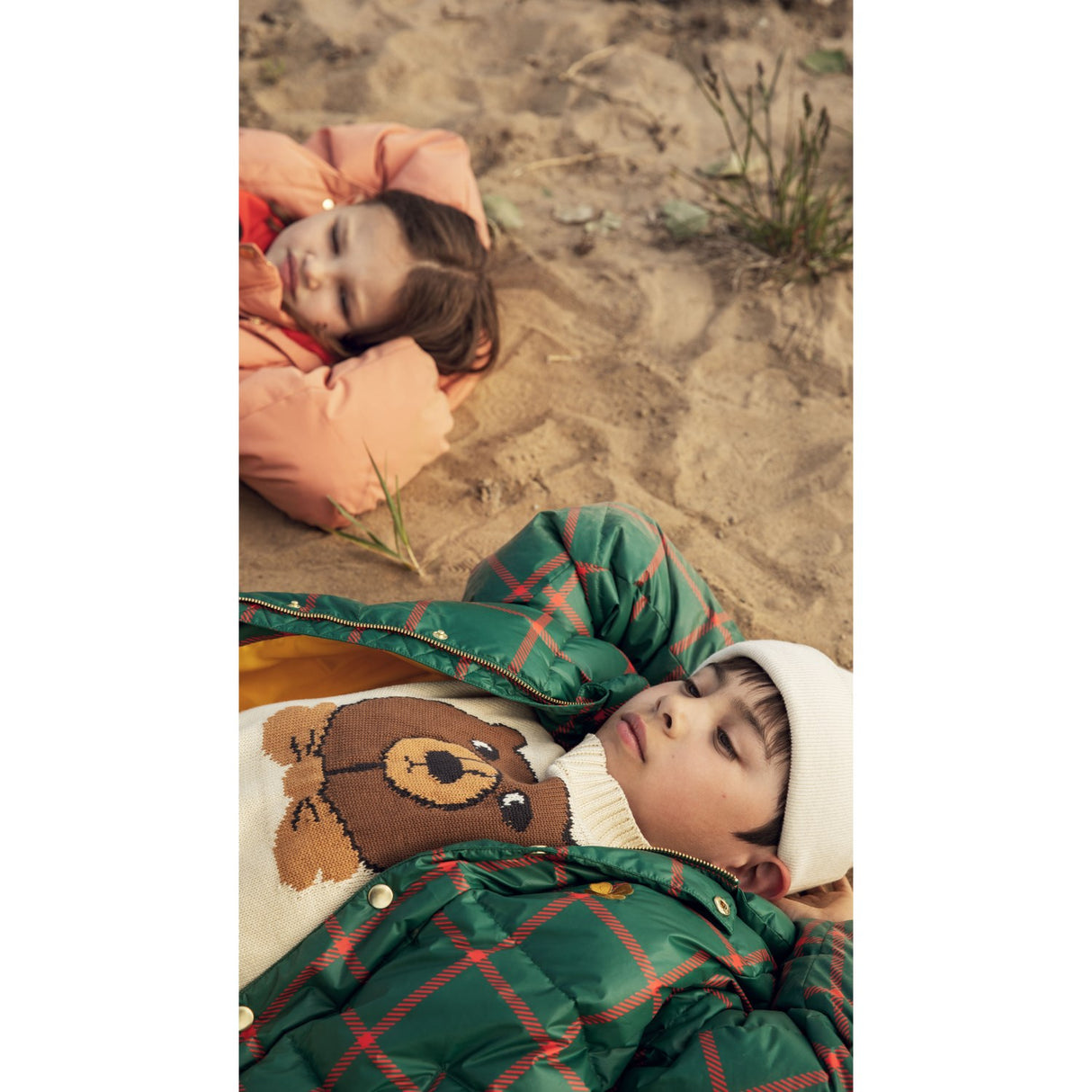 Mini Rodini Off-white Bear Intarsia Knit Sweater