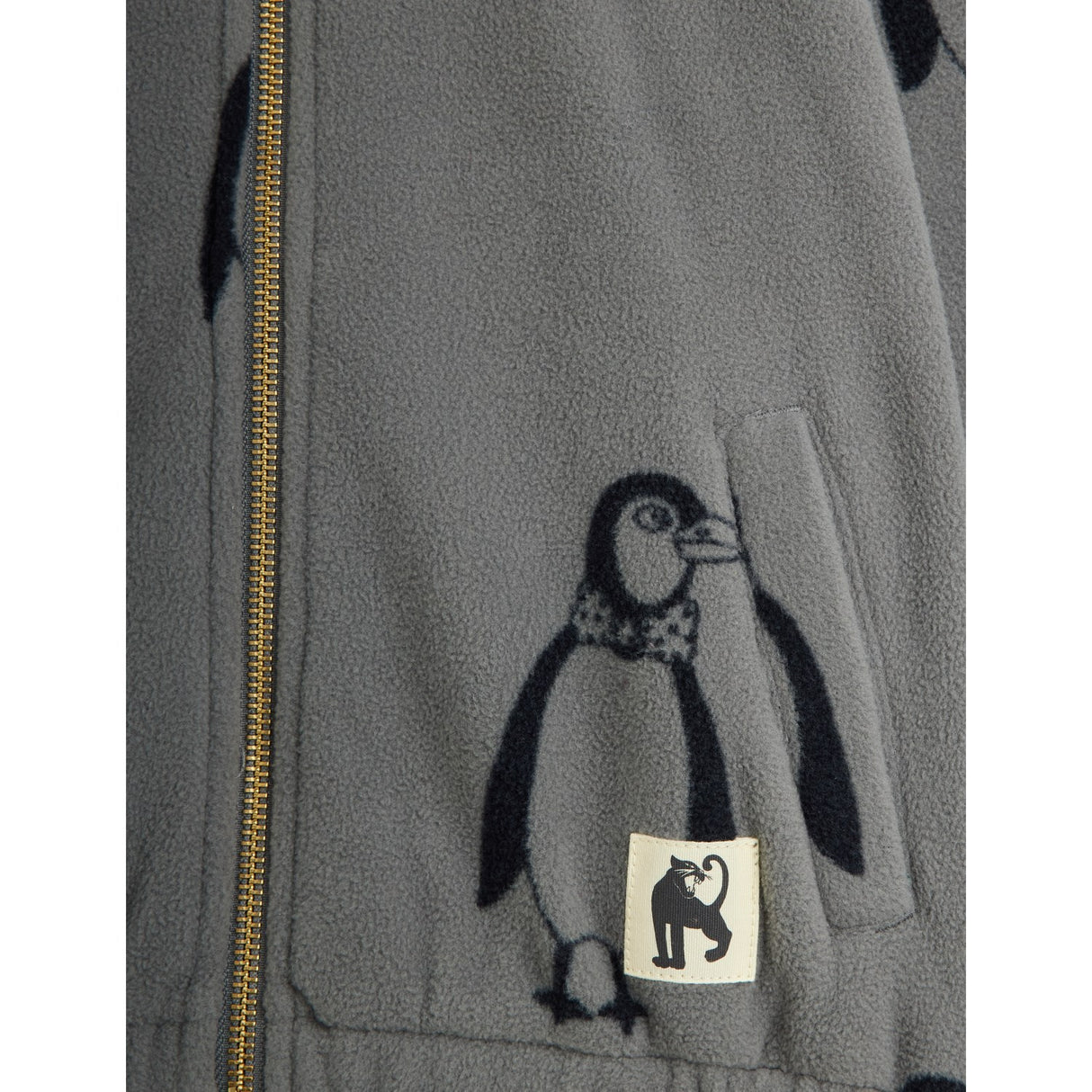 Mini Rodini Grey Penguin AOP Fleece Jacket