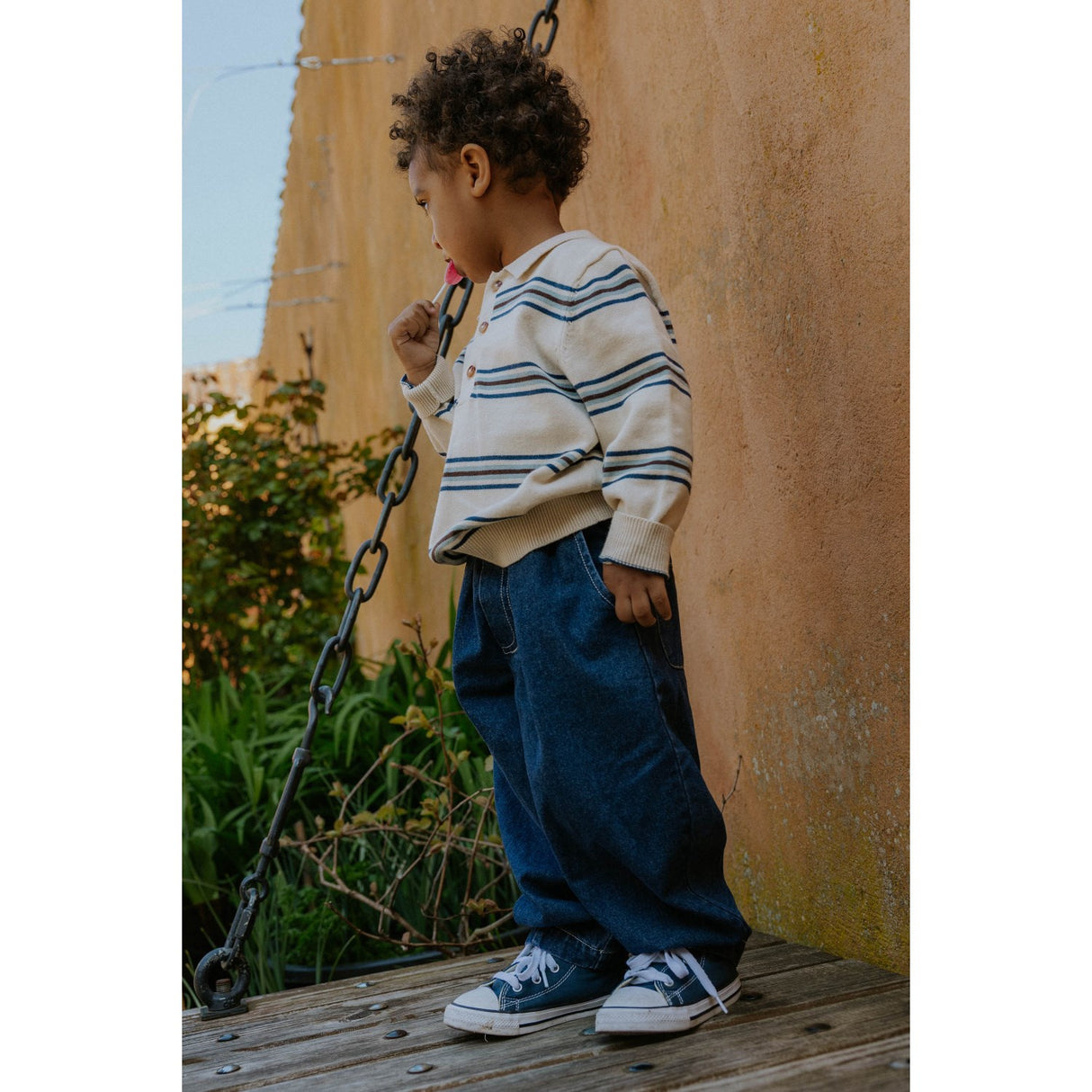 Fliink Sandshell Stripe Benny Ls Polo