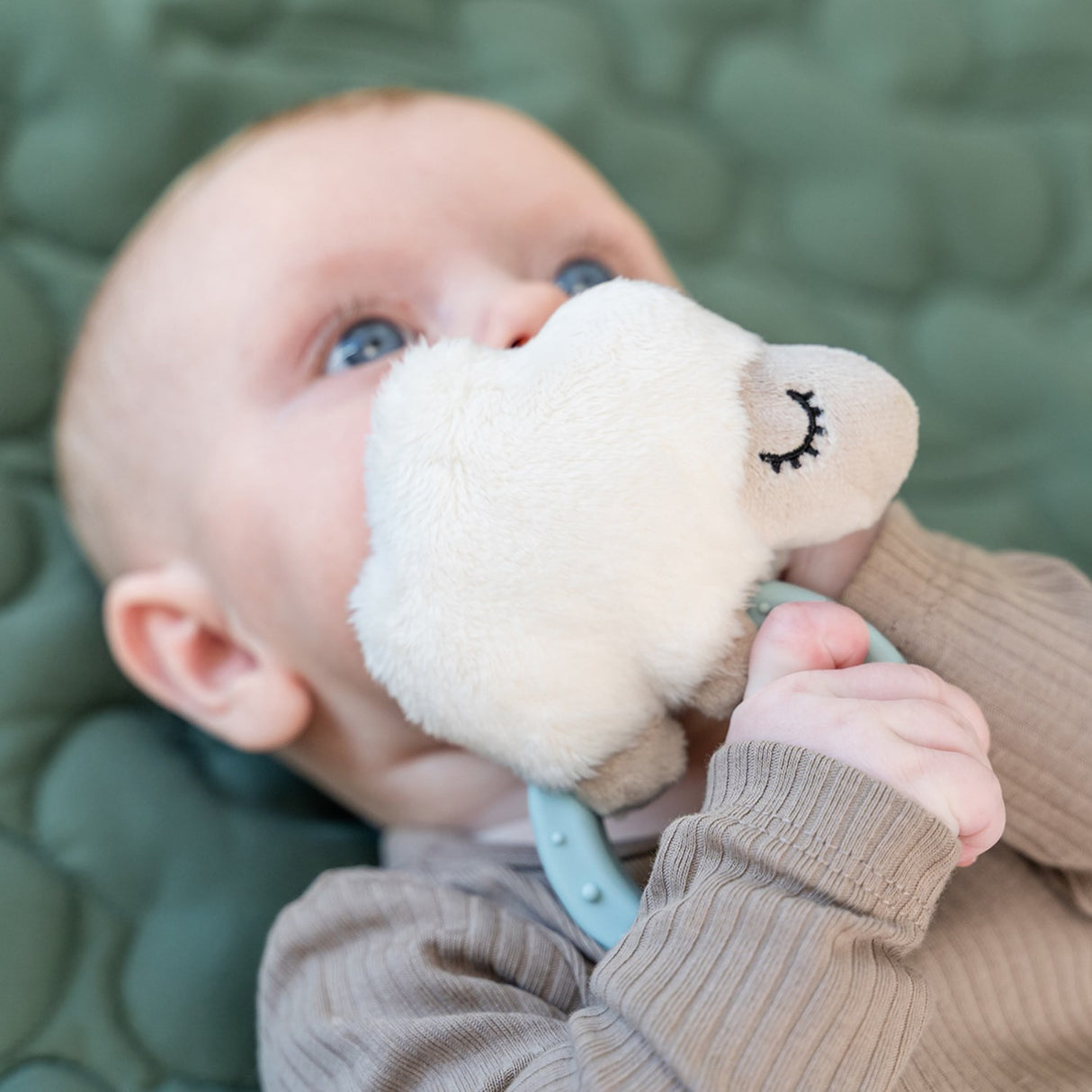 DonebyDeer Blue Sensory Rattle With Teether Sheepy