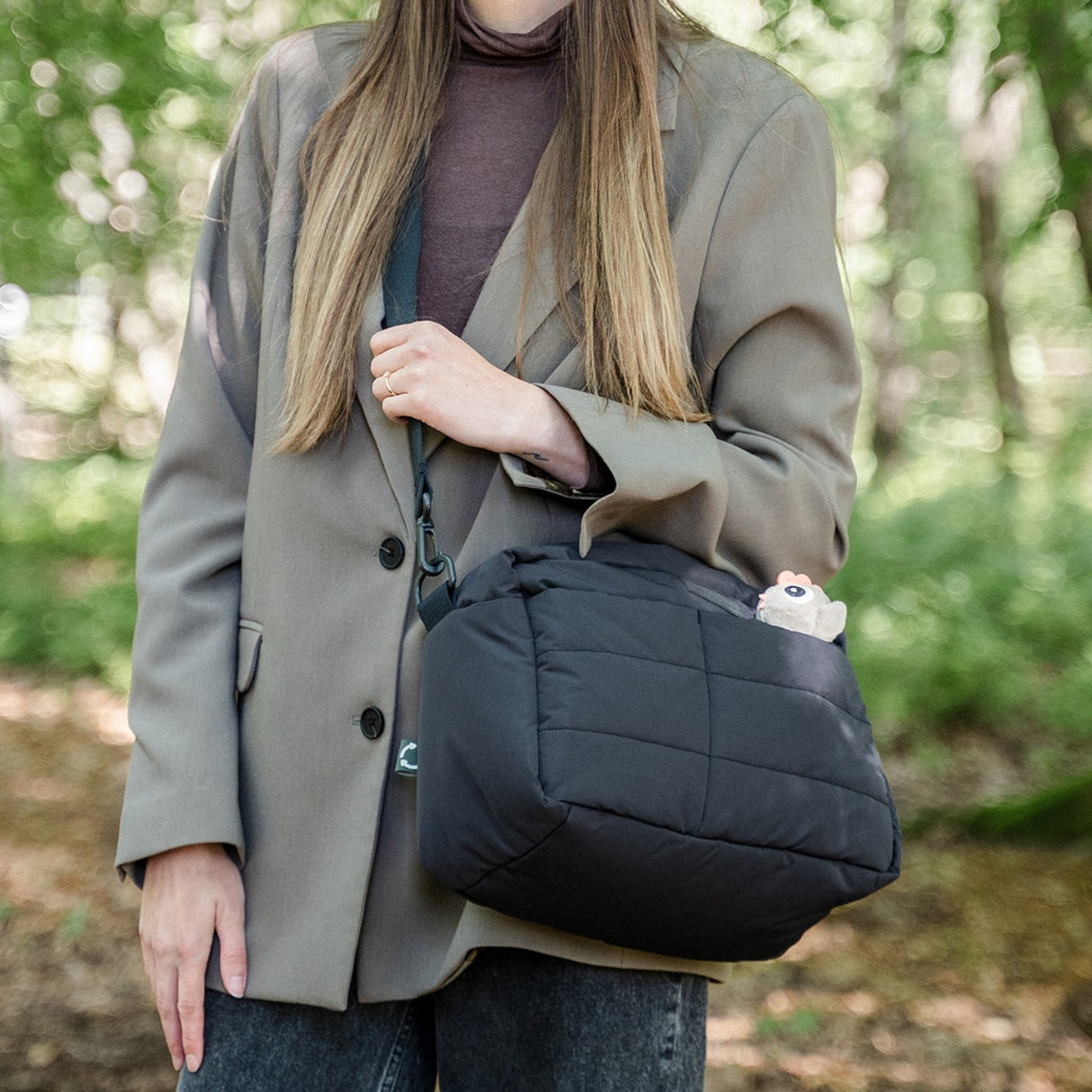 DonebyDeer Black Quilted Stroller Bag