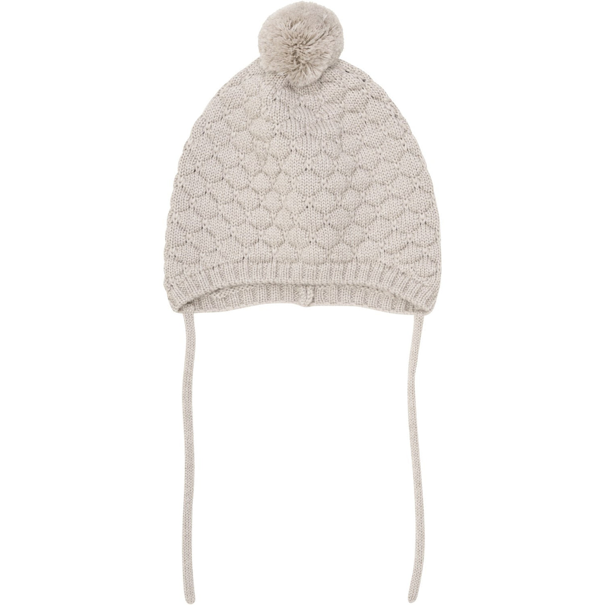 Huttelihut Sand Melange Bonnet Wool Knit Pompom