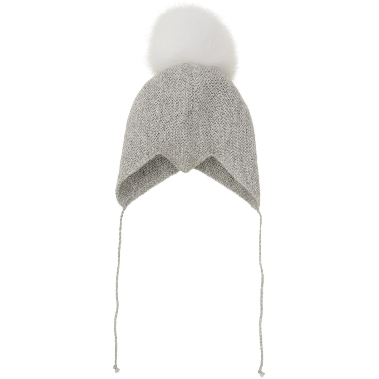 Huttelihut Medium Grey Melange Bonnet Wool Knit Alpaca Pompom