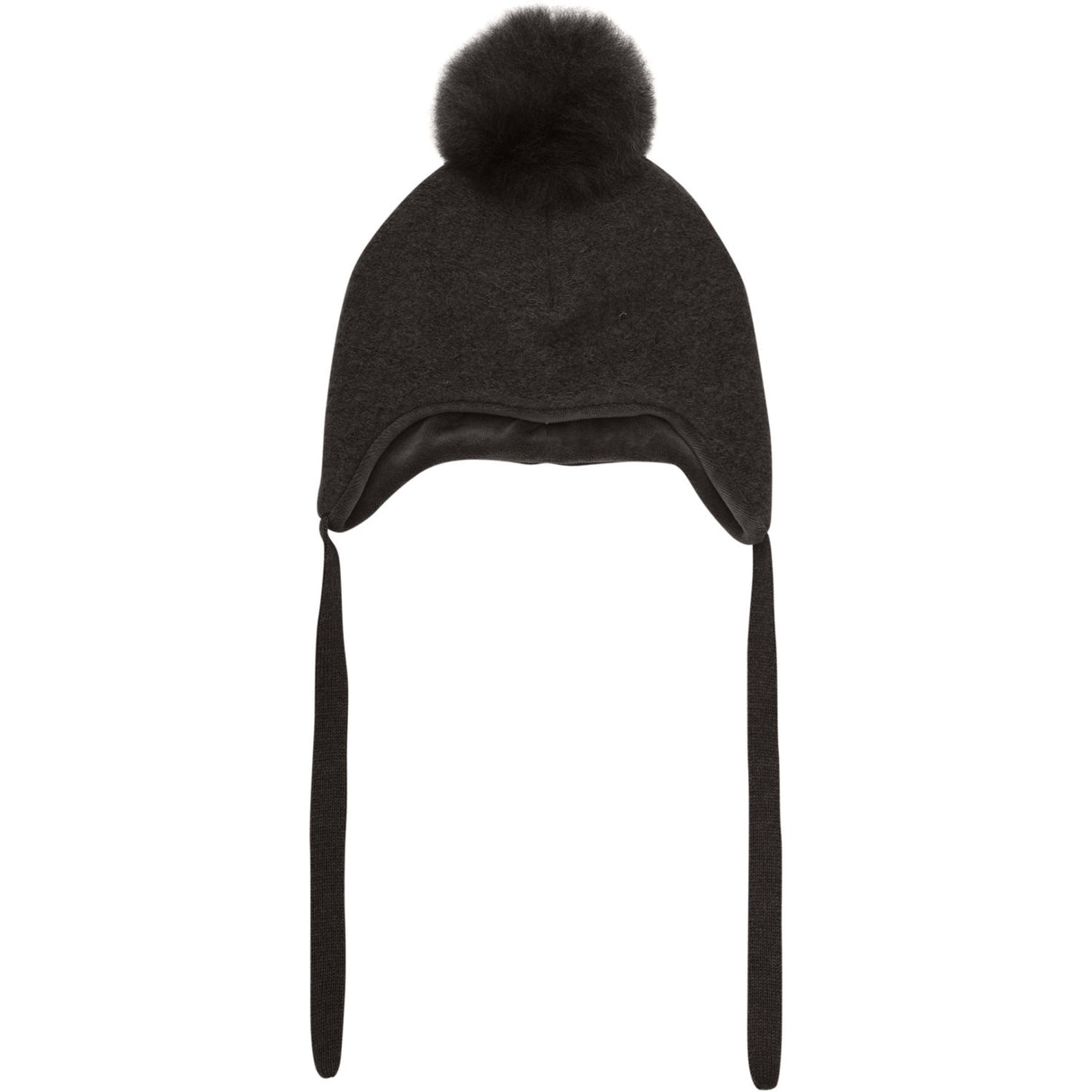 Huttelihut Dark Brown Melange Bonnet Wool Alpaca Pompom