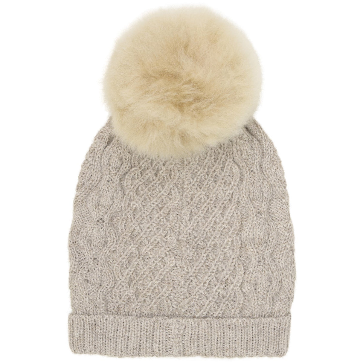 Huttelihut Camel Melange Hat Wool Knit Alpaca Pompom
