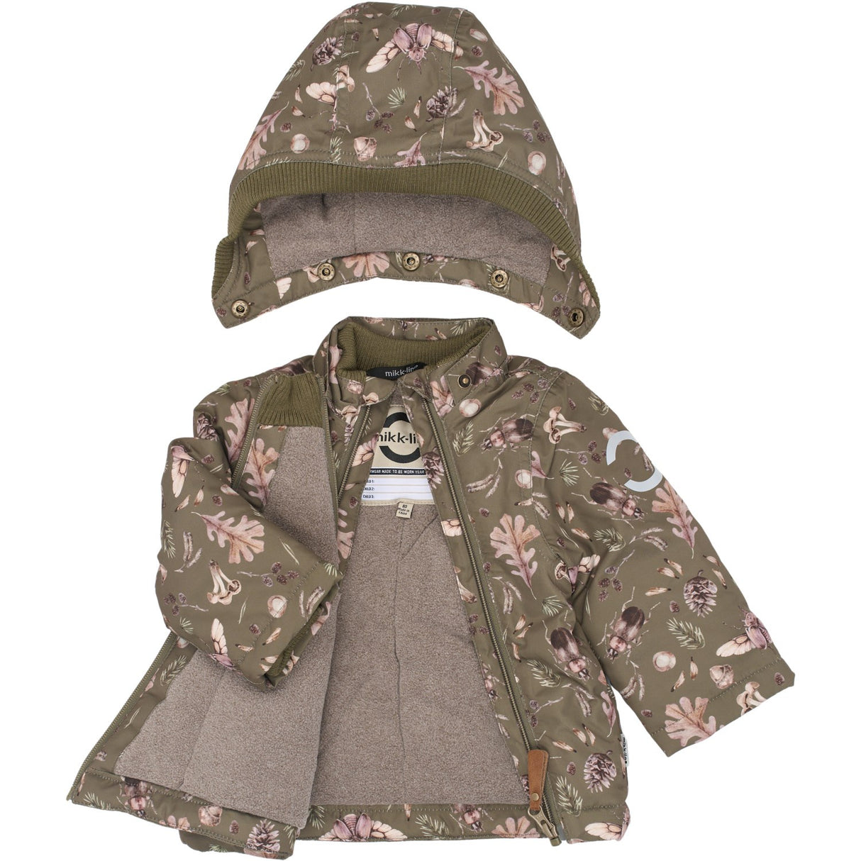 Mikk-Line Burnt Olive Polyester Baby Jacket AOP