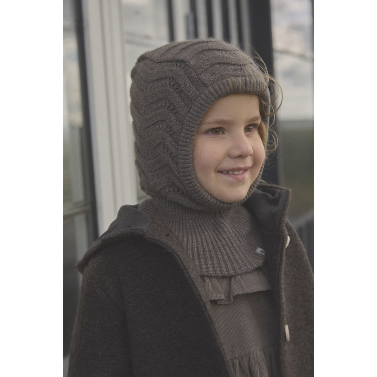 Huttelihut Brown Melange Balaclava Wool Knit