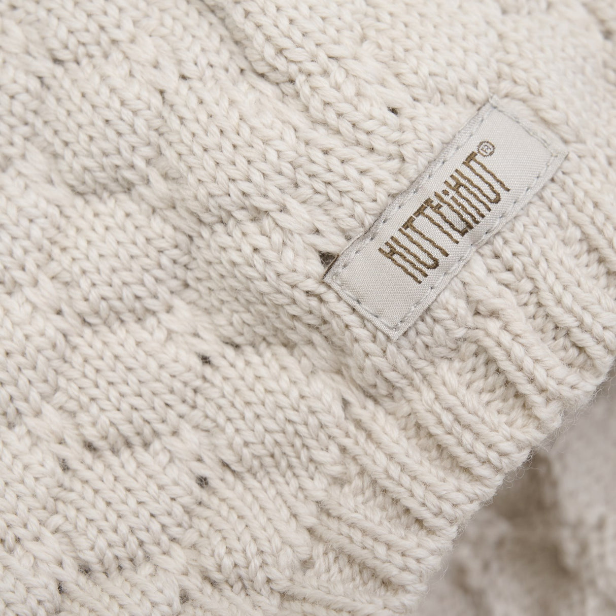 Huttelihut Sand Melange Bonnet Wool Knit Pompom