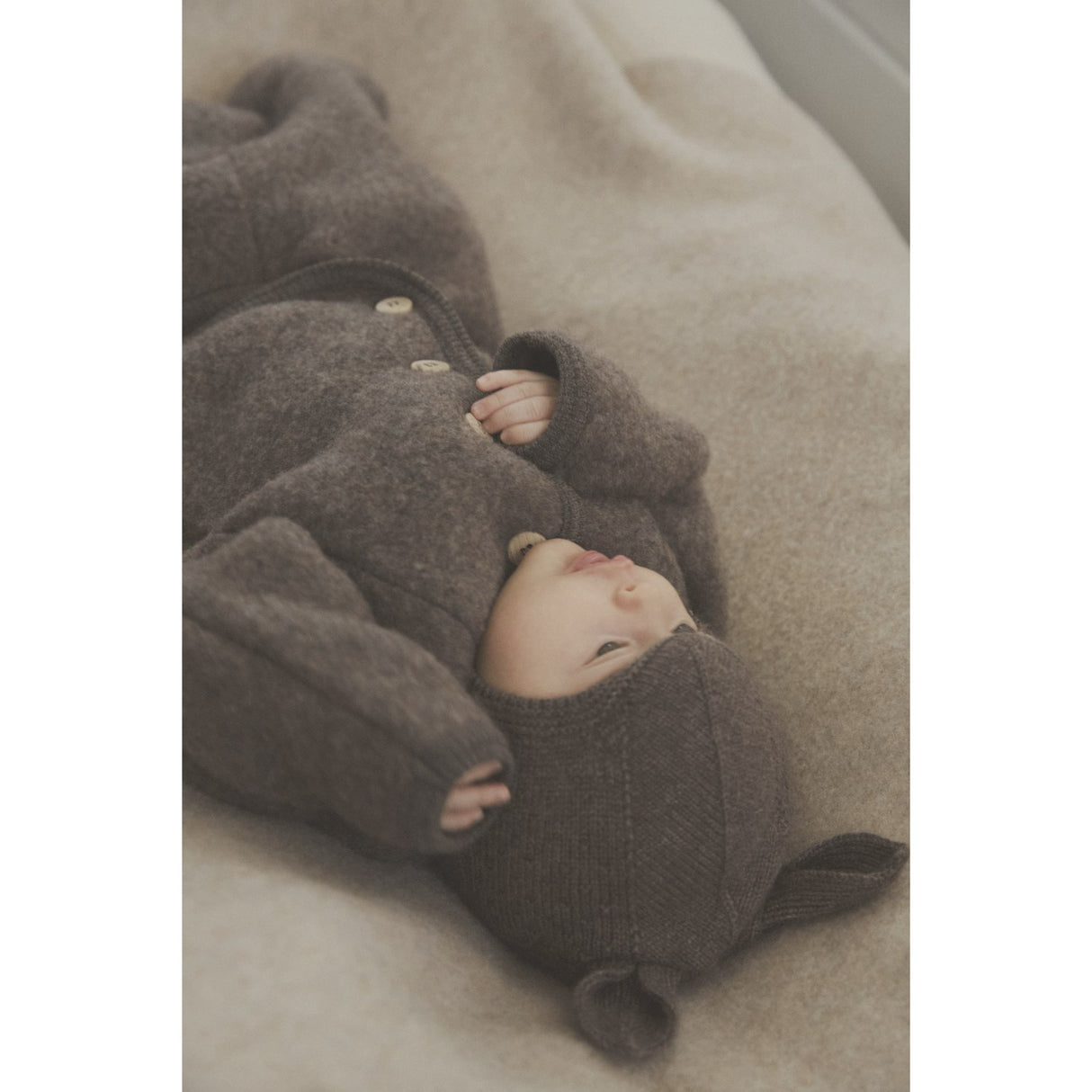 Huttelihut Brown Melange Balaclava Ears Wool Knit