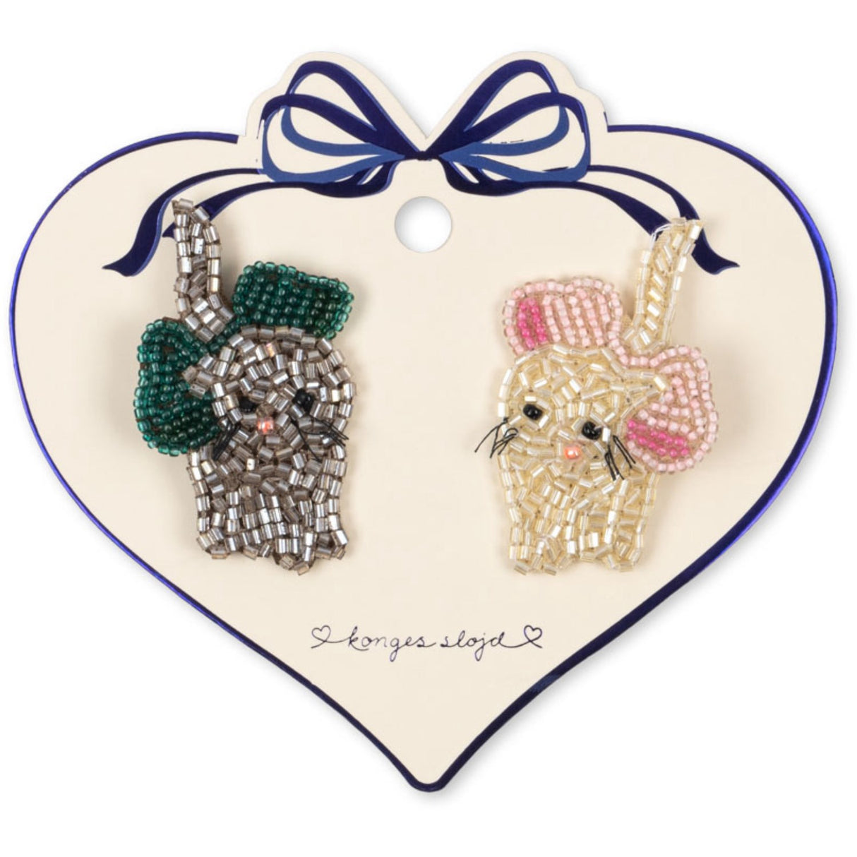 Konges Sløjd Bow Kitty 2 Pack Bow Kitty Beaded Hair Clip