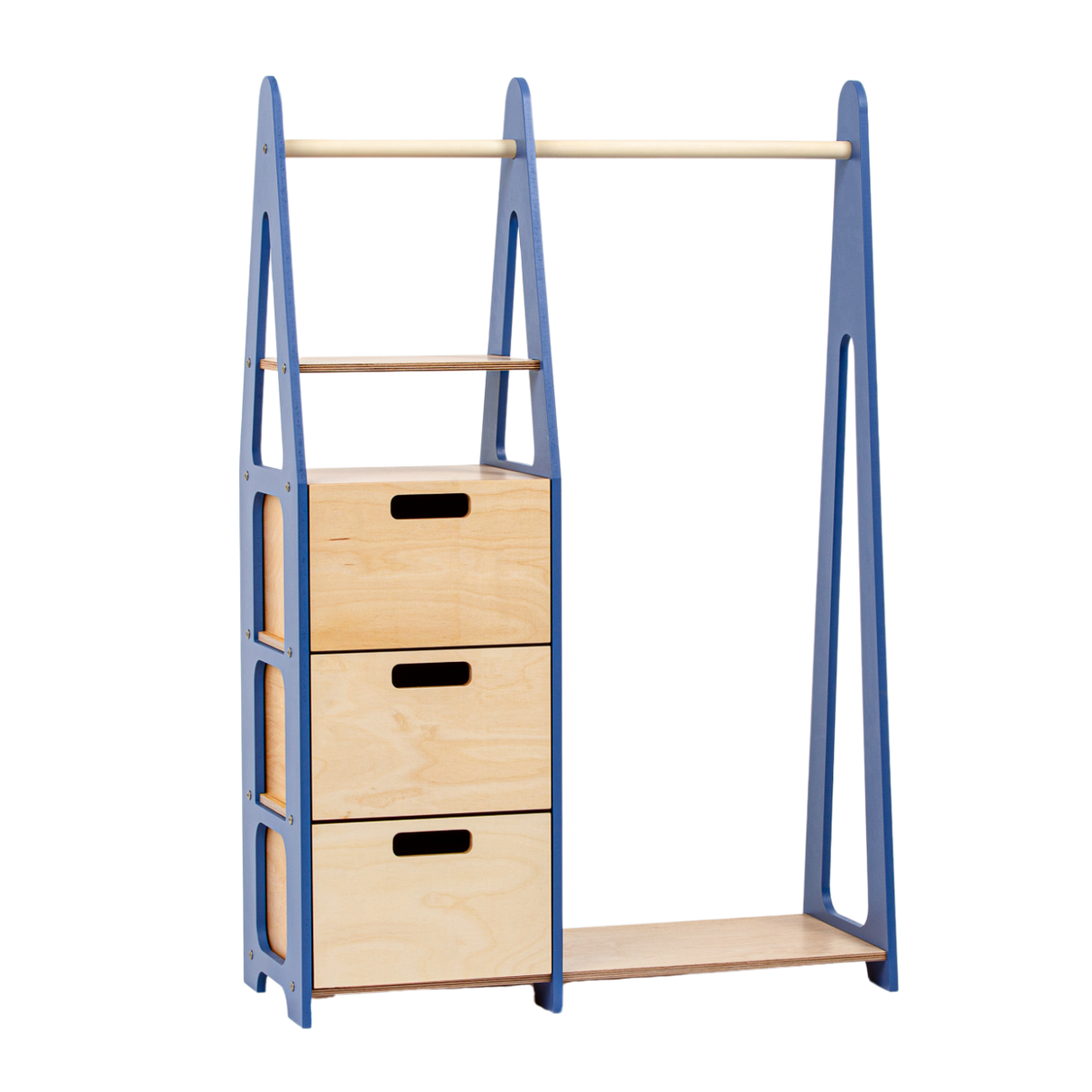 Duck Woodworks Children Wardrobe with Drawers Blue