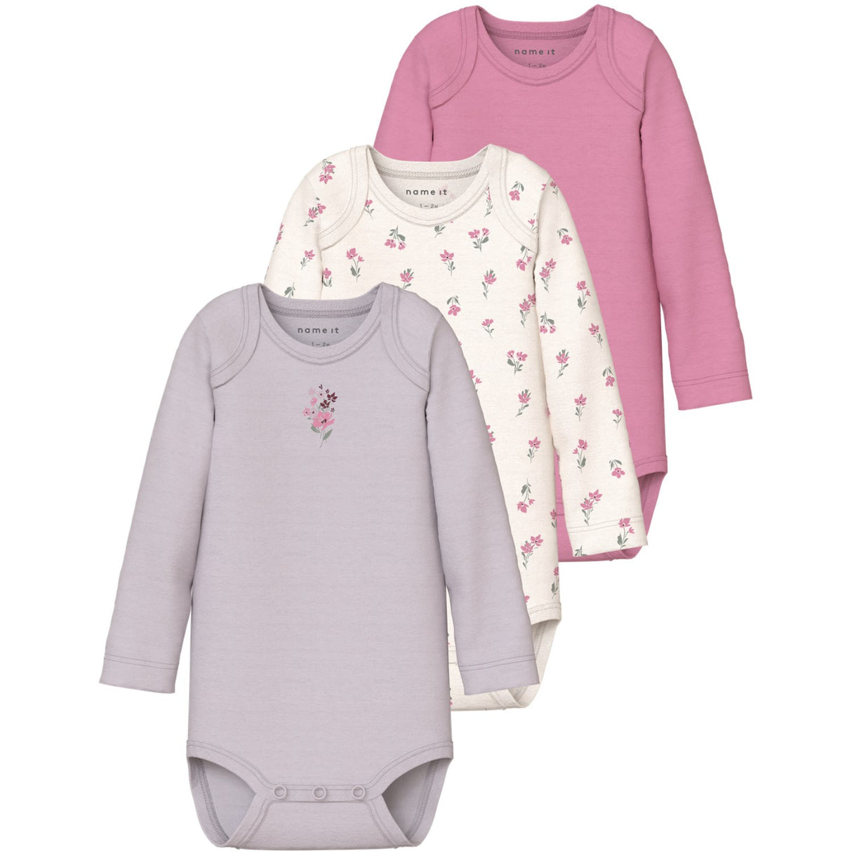 Name It Jet Stream Nbfbody 3P Ls Flower Noos